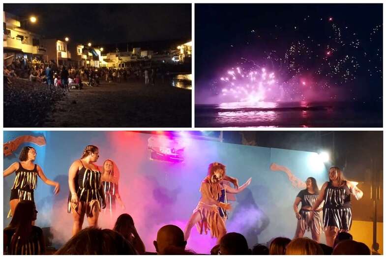 Exhibición de fuegos artificiales y espectáculo musical en Ojos de Garza (Foto TA)